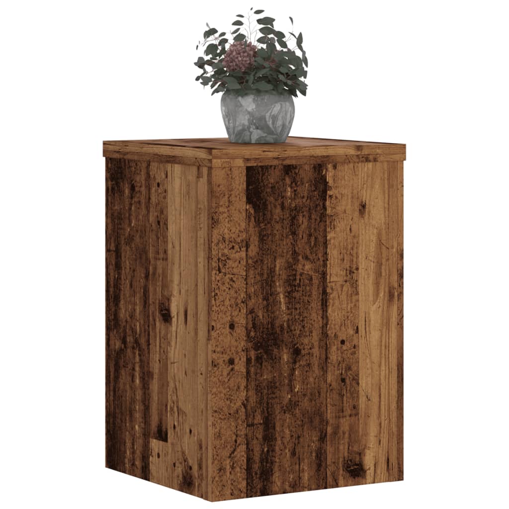 Plantenstandaards 2 st 25x25x35 cm bewerkt hout oud houtkleurig is nu te koop bij PeponiXL, paradijselijk wonen!