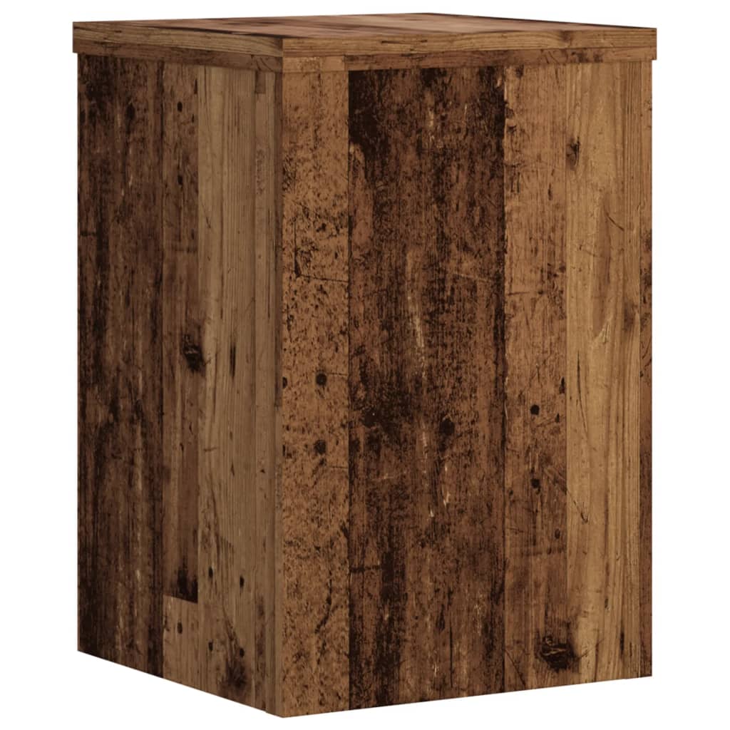 Plantenstandaards 2 st 25x25x35 cm bewerkt hout oud houtkleurig is nu te koop bij PeponiXL, paradijselijk wonen!