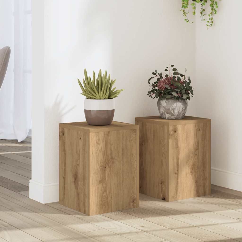 Plantenstandaards 2 st 25x25x35 cm hout artisanaal eiken is nu te koop bij PeponiXL, paradijselijk wonen!