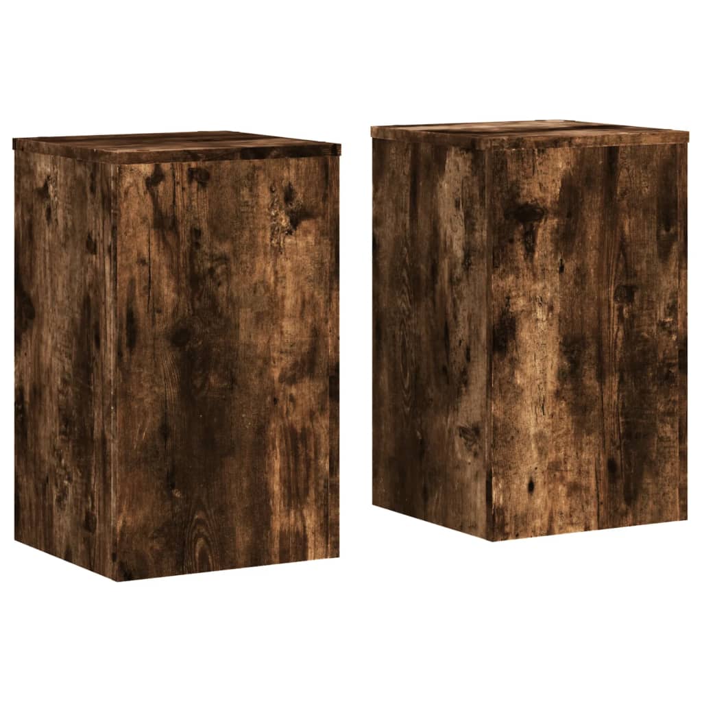 Plantenstandaards 2 st 30x30x50 cm bewerkt hout gerookt eiken is nu te koop bij PeponiXL, paradijselijk wonen!