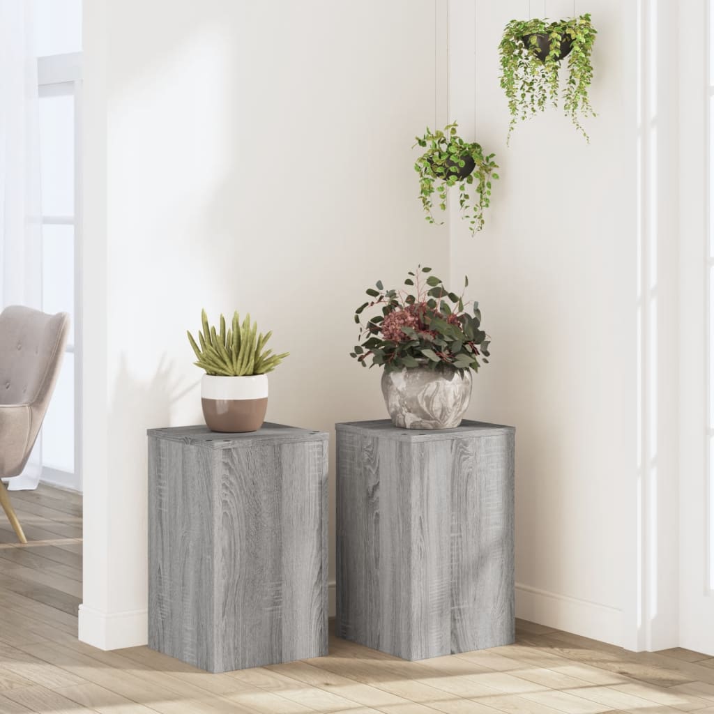 Plantenstandaards 2 st 30x30x50 cm bewerkt hout grijs sonoma is nu te koop bij PeponiXL, paradijselijk wonen!