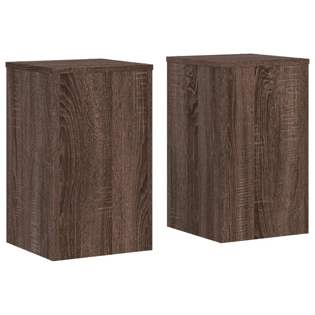 Plantenstandaards 2 st 30x30x50 cm bewerkt hout bruin eiken is nu te koop bij PeponiXL, paradijselijk wonen!