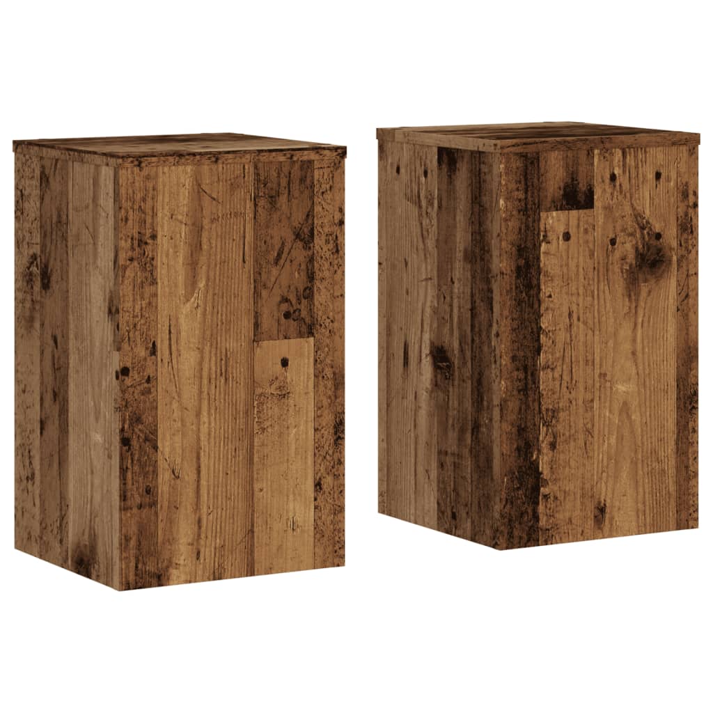 Plantenstandaards 2 st 30x30x50 cm bewerkt hout oud houtkleurig is nu te koop bij PeponiXL, paradijselijk wonen!