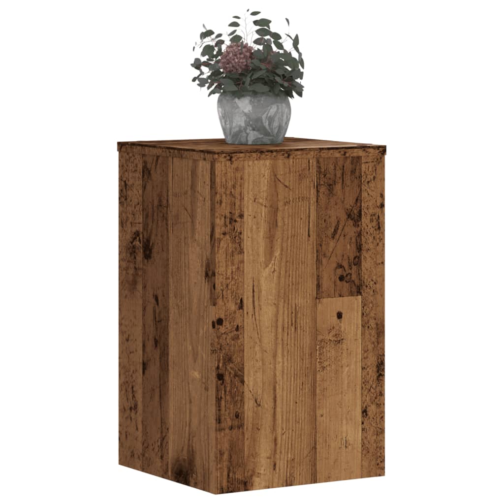 Plantenstandaards 2 st 30x30x50 cm bewerkt hout oud houtkleurig is nu te koop bij PeponiXL, paradijselijk wonen!