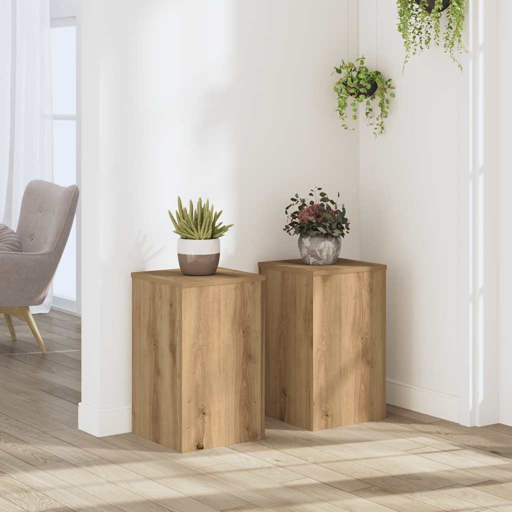 Plantenstandaards 2 st 30x30x50 cm hout artisanaal eiken is nu te koop bij PeponiXL, paradijselijk wonen!