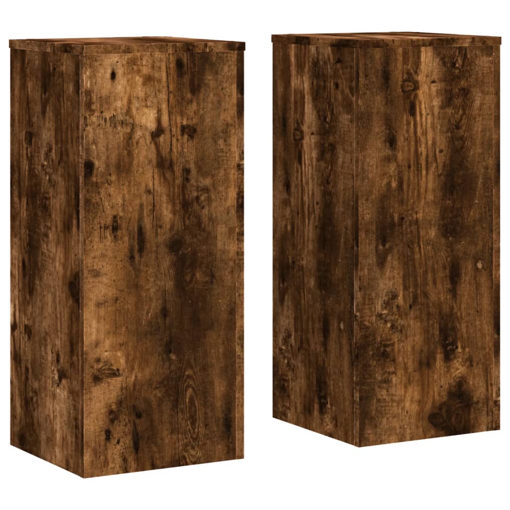 Plantenstandaards 2 st 30x30x70 cm bewerkt hout gerookt eiken is nu te koop bij PeponiXL, paradijselijk wonen!