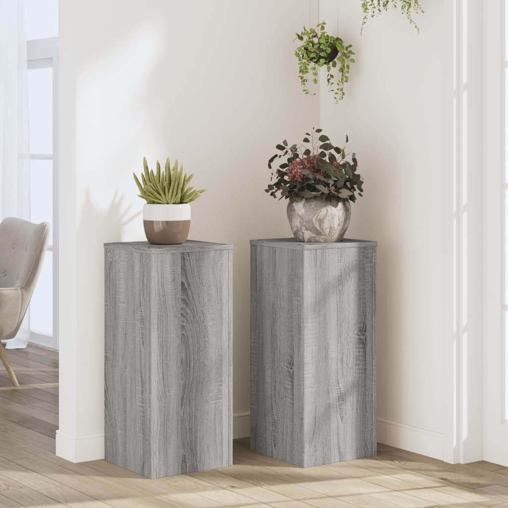 Plantenstandaards 2 st 30x30x70 cm bewerkt hout grijs sonoma is nu te koop bij PeponiXL, paradijselijk wonen!