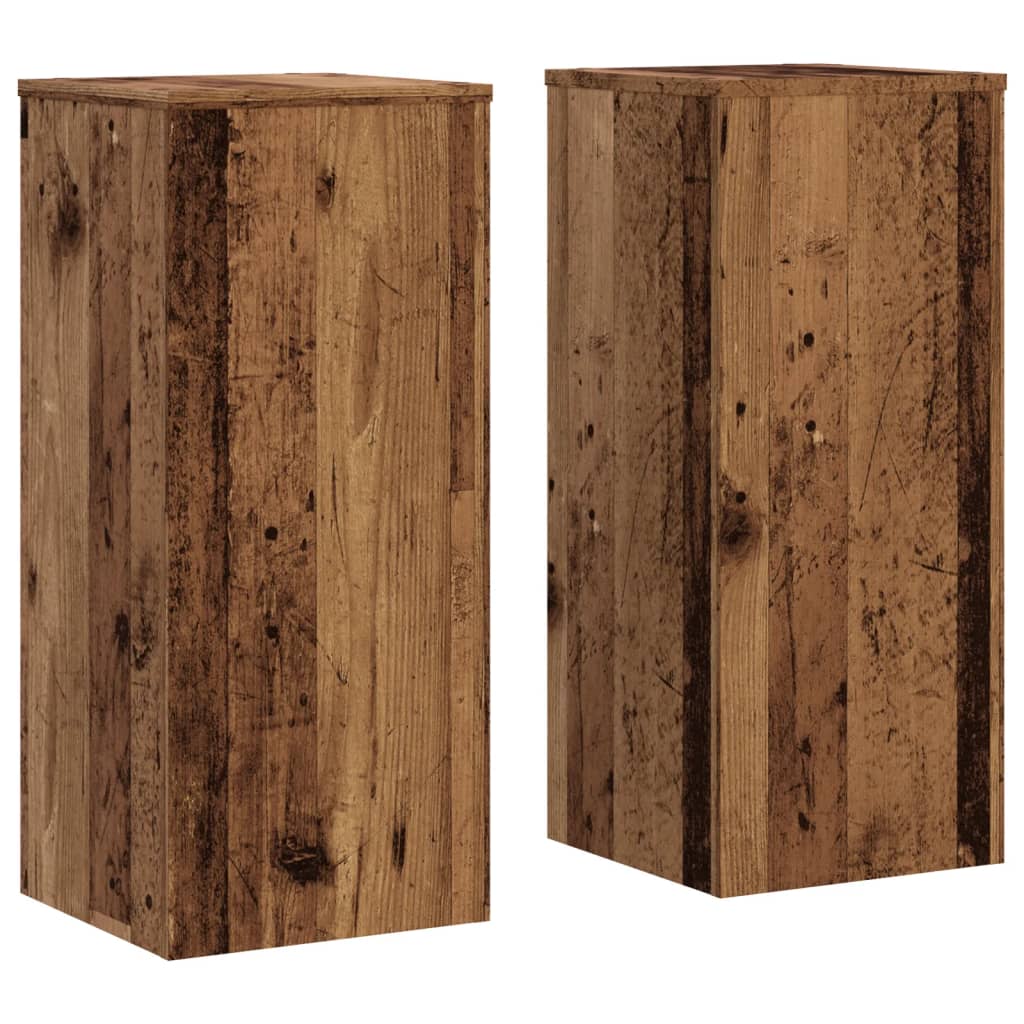 Plantenstandaards 2 st 30x30x70 cm bewerkt hout oud houtkleurig is nu te koop bij PeponiXL, paradijselijk wonen!