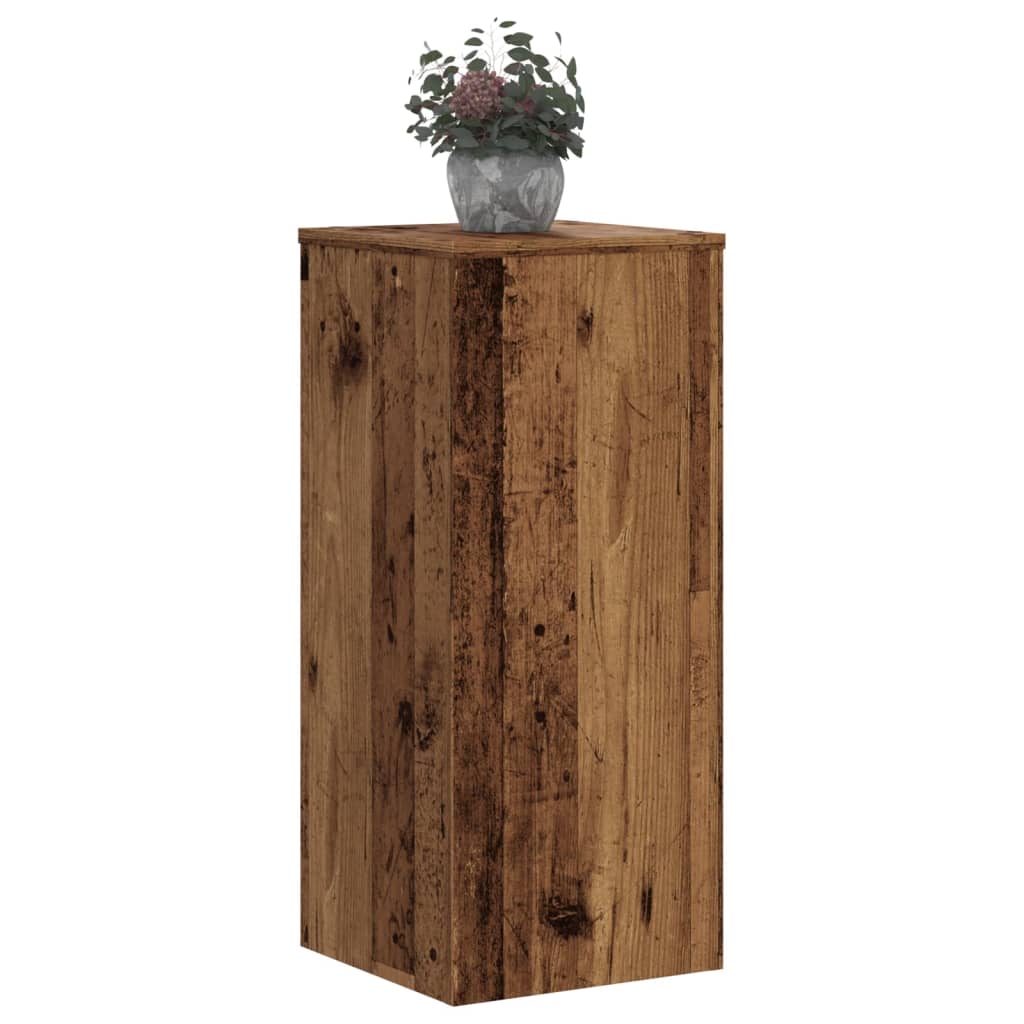 Plantenstandaards 2 st 30x30x70 cm bewerkt hout oud houtkleurig is nu te koop bij PeponiXL, paradijselijk wonen!