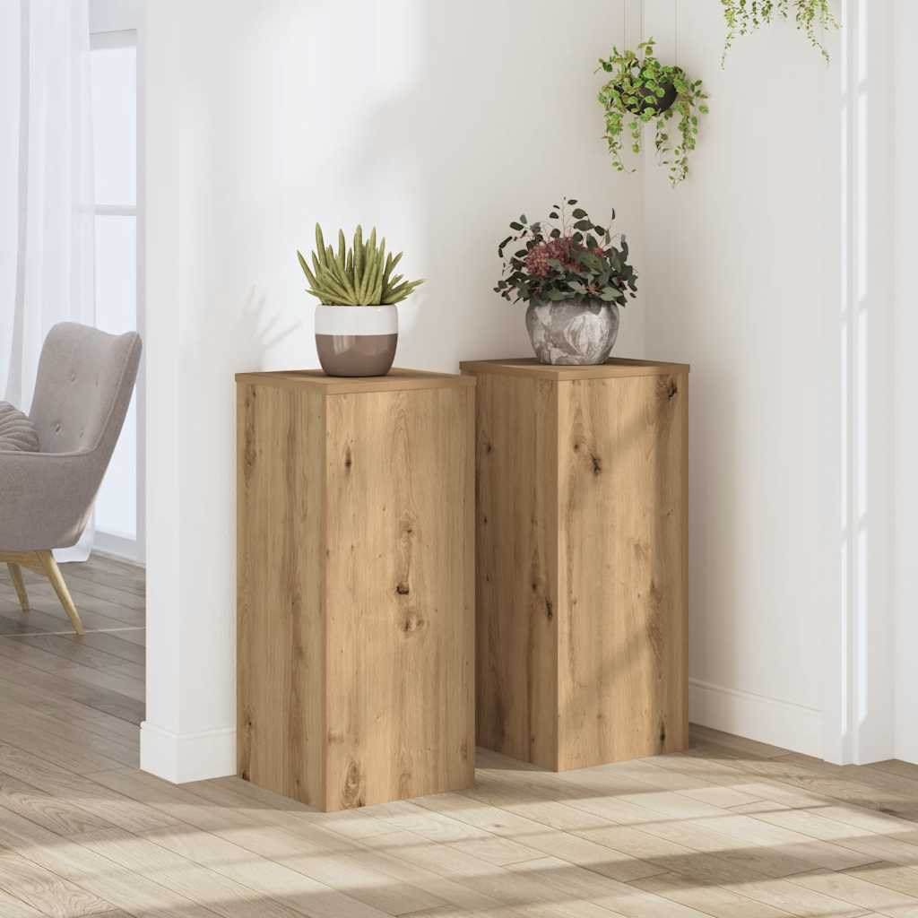 Plantenstandaards 2 st 30x30x70 cm hout artisanaal eiken is nu te koop bij PeponiXL, paradijselijk wonen!