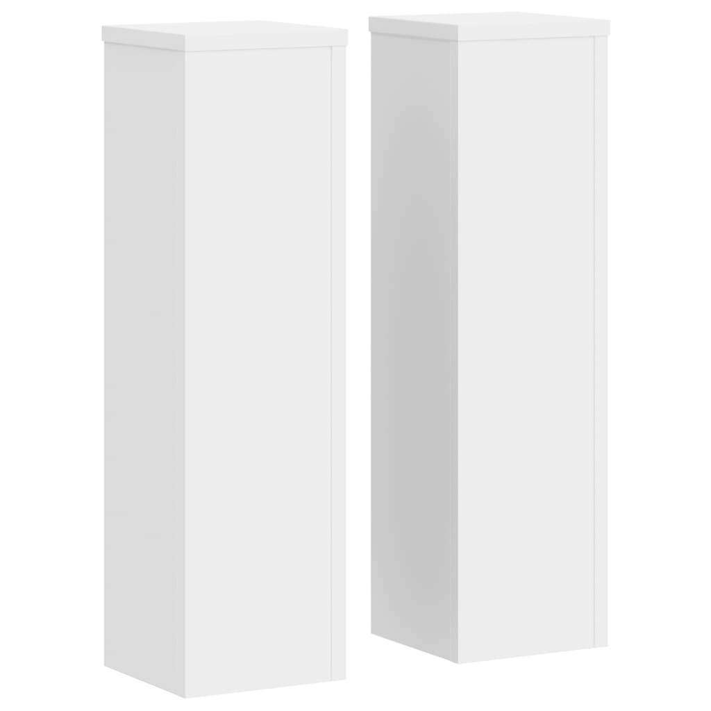 Plantenstandaards 2 st 17x17x60 cm bewerkt hout wit is nu te koop bij PeponiXL, paradijselijk wonen!