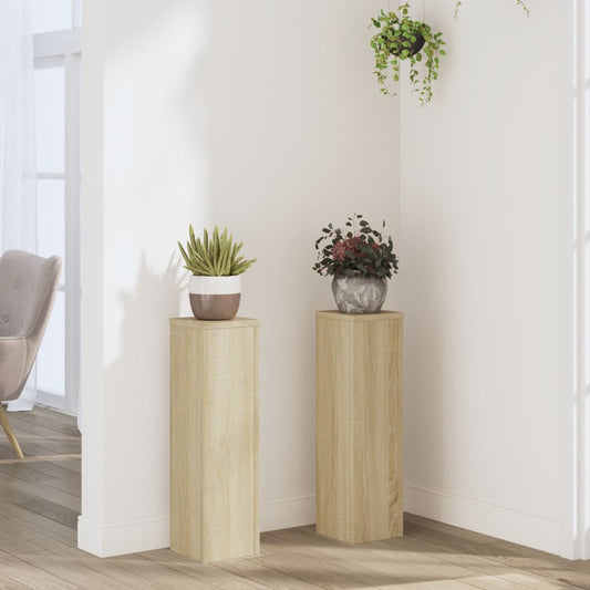 Plantenstandaards 2 st 17x17x60 cm bewerkt hout sonoma eiken is nu te koop bij PeponiXL, paradijselijk wonen!