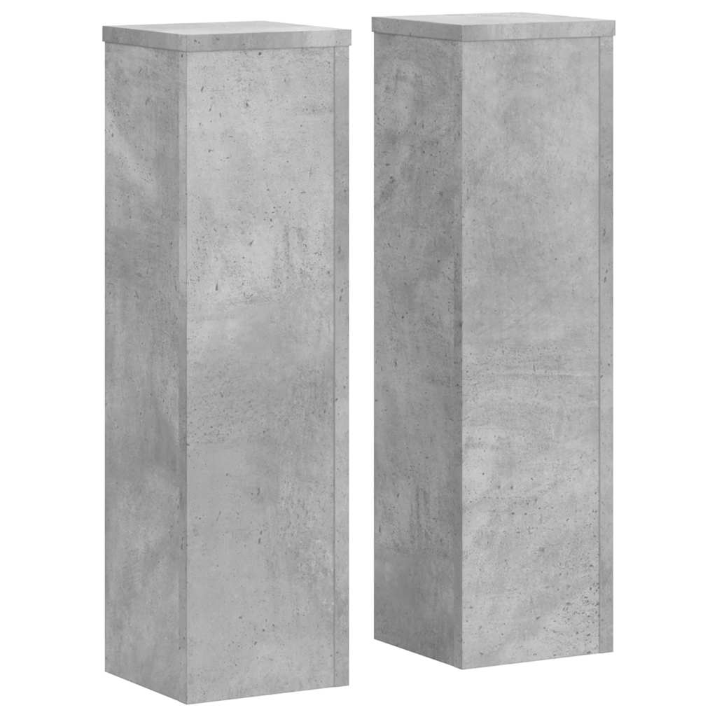 Plantenstandaards 2 st 17x17x60 cm bewerkt hout betongrijs is nu te koop bij PeponiXL, paradijselijk wonen!