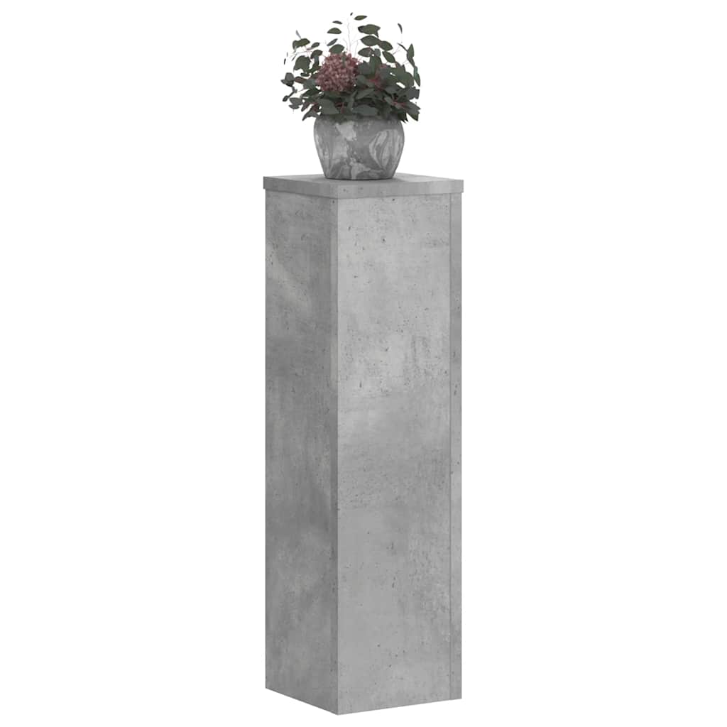 Plantenstandaards 2 st 17x17x60 cm bewerkt hout betongrijs is nu te koop bij PeponiXL, paradijselijk wonen!