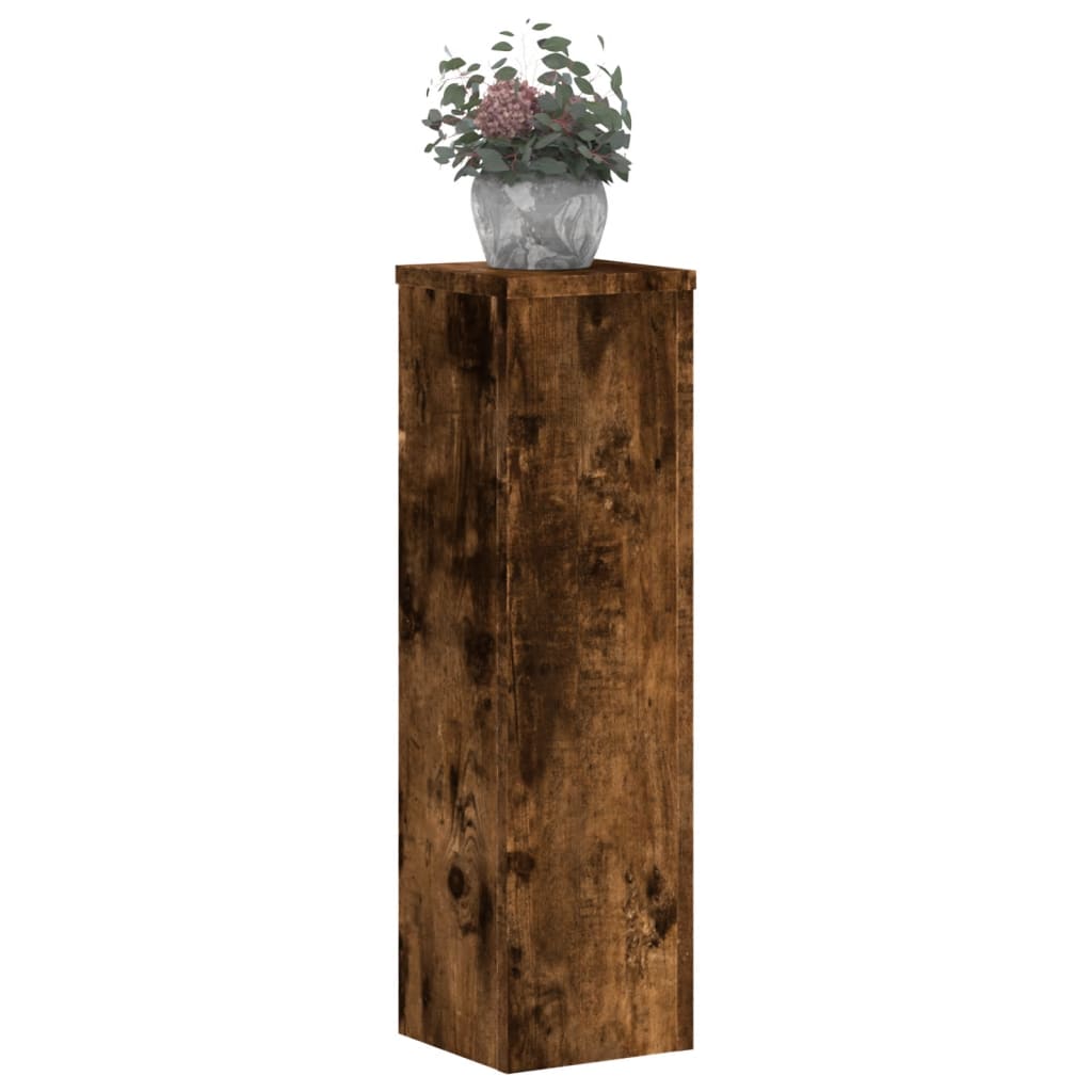 Plantenstandaards 2 st 17x17x60 cm bewerkt hout gerookt eiken is nu te koop bij PeponiXL, paradijselijk wonen!