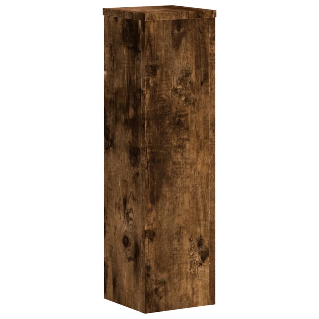 Plantenstandaards 2 st 17x17x60 cm bewerkt hout gerookt eiken is nu te koop bij PeponiXL, paradijselijk wonen!
