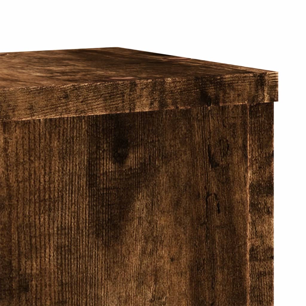 Plantenstandaards 2 st 17x17x60 cm bewerkt hout gerookt eiken is nu te koop bij PeponiXL, paradijselijk wonen!