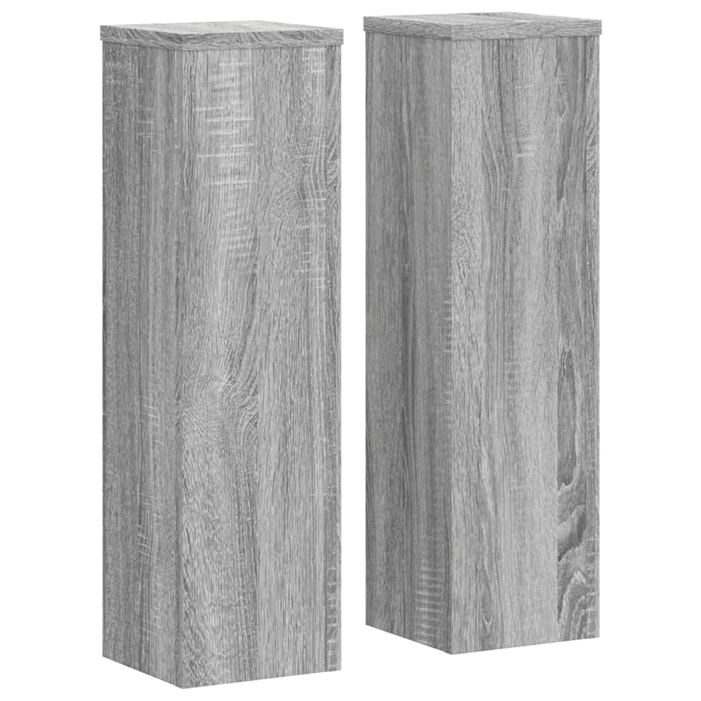 Plantenstandaards 2 st 17x17x60 cm bewerkt hout grijs sonoma is nu te koop bij PeponiXL, paradijselijk wonen!