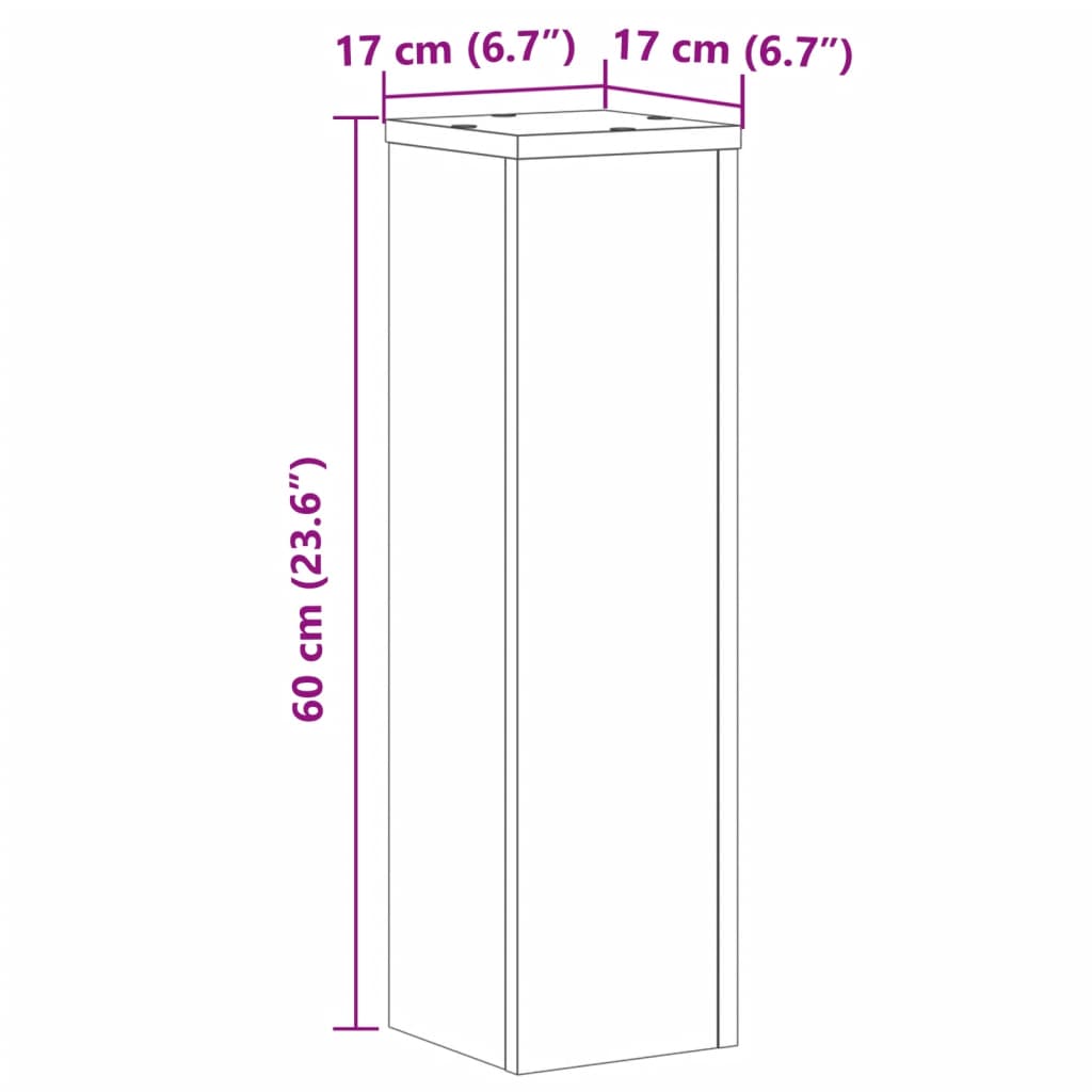 Plantenstandaards 2 st 17x17x60 cm bewerkt hout grijs sonoma is nu te koop bij PeponiXL, paradijselijk wonen!