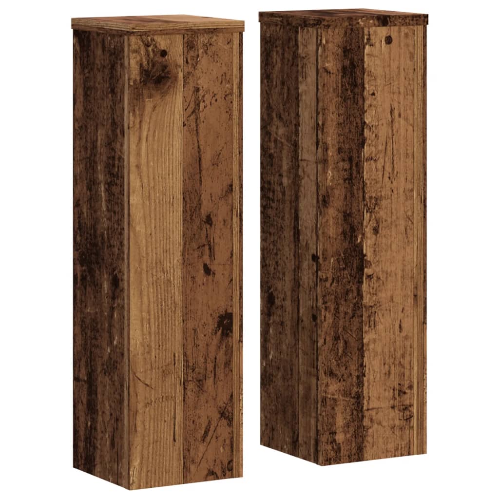 Plantenstandaards 2 st 17x17x60 cm bewerkt hout oud houtkleurig is nu te koop bij PeponiXL, paradijselijk wonen!