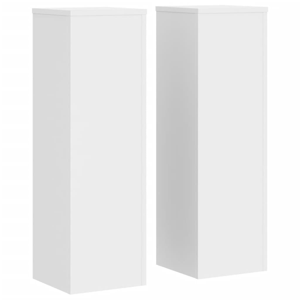 Plantenstandaards 2 st 25x25x80 cm bewerkt hout wit is nu te koop bij PeponiXL, paradijselijk wonen!