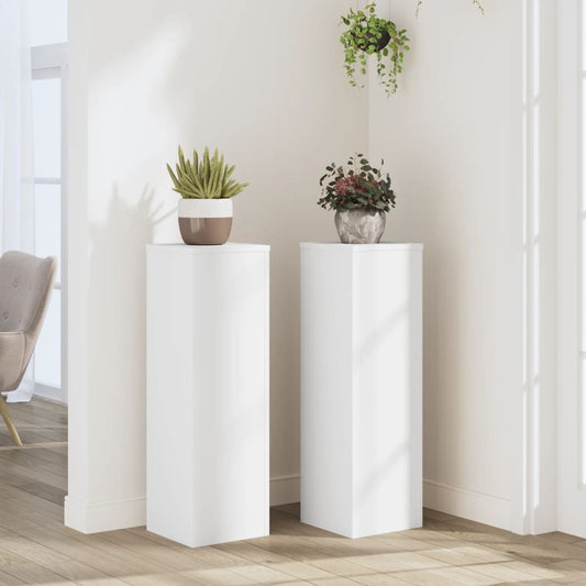 Plantenstandaards 2 st 25x25x80 cm bewerkt hout wit is nu te koop bij PeponiXL, paradijselijk wonen!