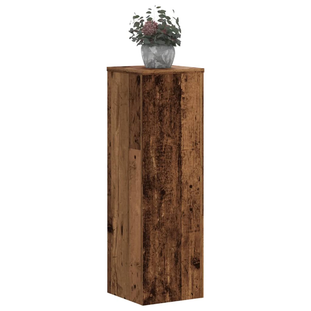 Plantenstandaards 2 st 25x25x80 cm bewerkt hout oud houtkleurig is nu te koop bij PeponiXL, paradijselijk wonen!