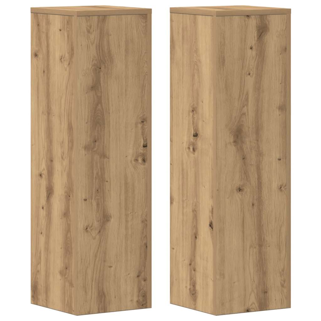 Plantenstandaards 2 st 25x25x80 cm hout artisanaal eikenkleurig is nu te koop bij PeponiXL, paradijselijk wonen!