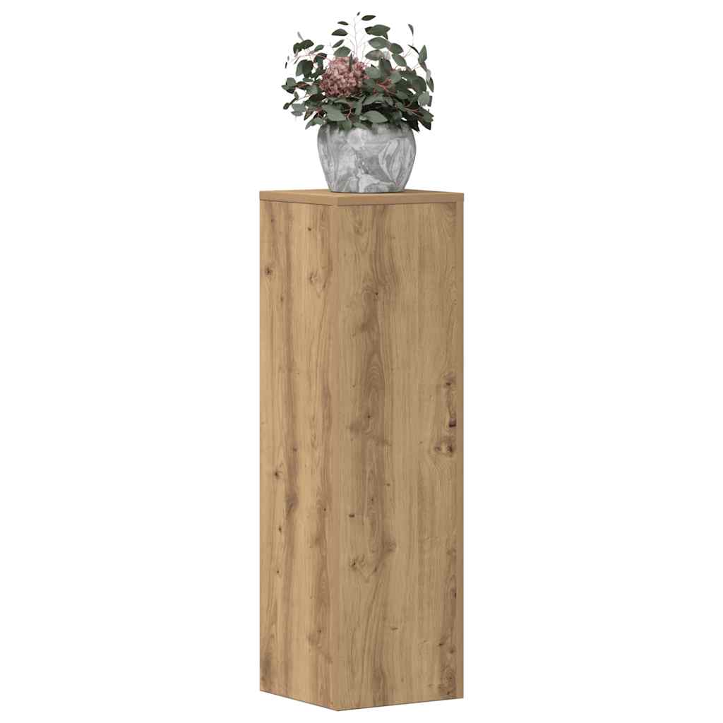 Plantenstandaards 2 st 25x25x80 cm hout artisanaal eikenkleurig is nu te koop bij PeponiXL, paradijselijk wonen!