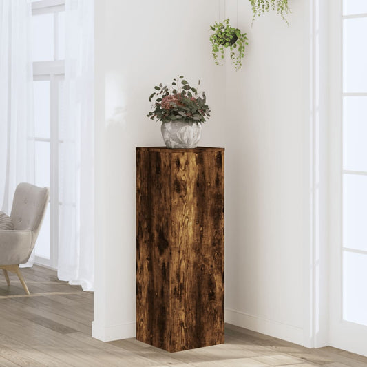 Plantenstandaard 33x33x100 cm bewerkt hout gerookt eikenkleurig is nu te koop bij PeponiXL, paradijselijk wonen!