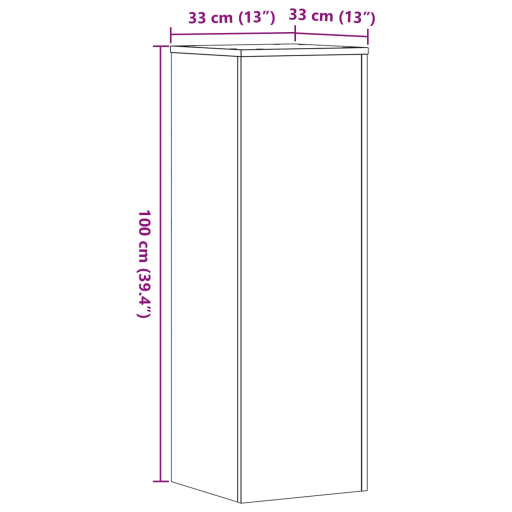 Plantenstandaard 33x33x100 cm bewerkt hout grijs sonoma eiken is nu te koop bij PeponiXL, paradijselijk wonen!