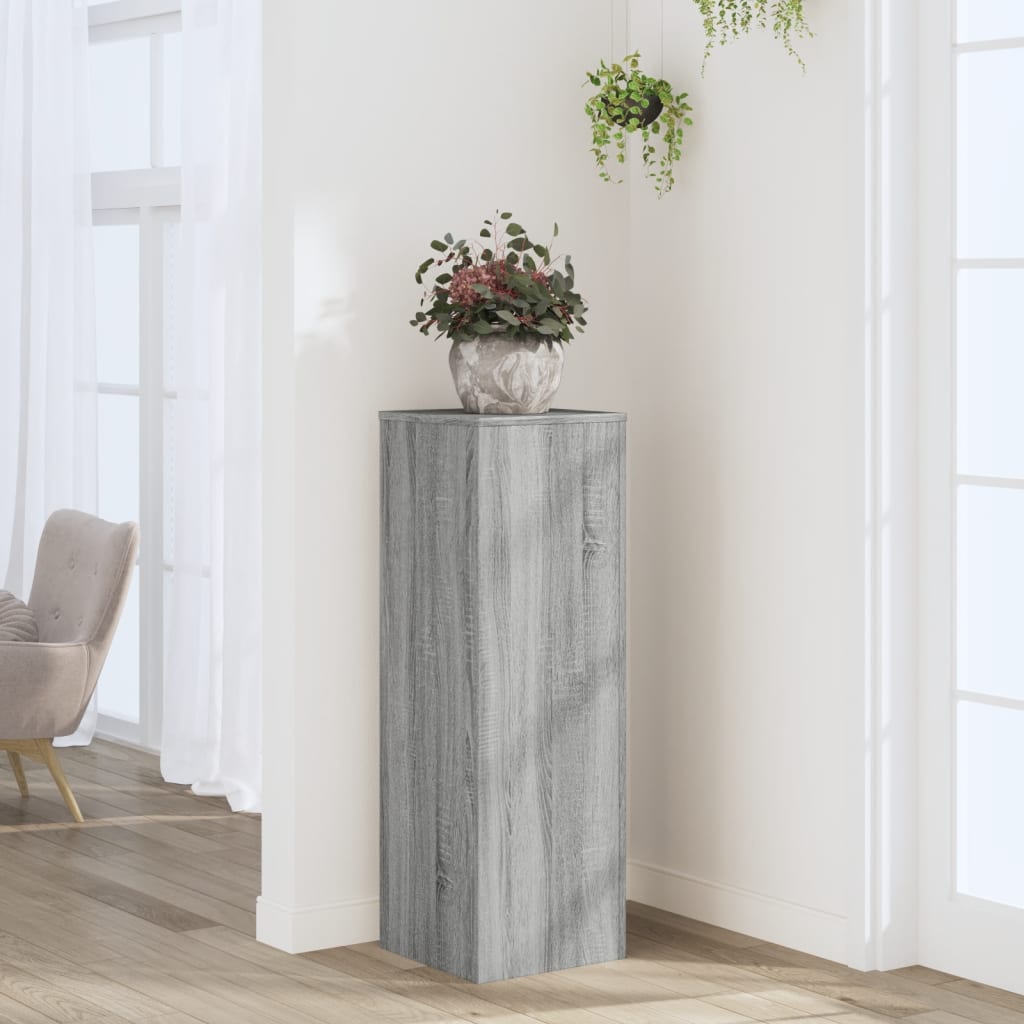 Plantenstandaard 33x33x100 cm bewerkt hout grijs sonoma eiken is nu te koop bij PeponiXL, paradijselijk wonen!