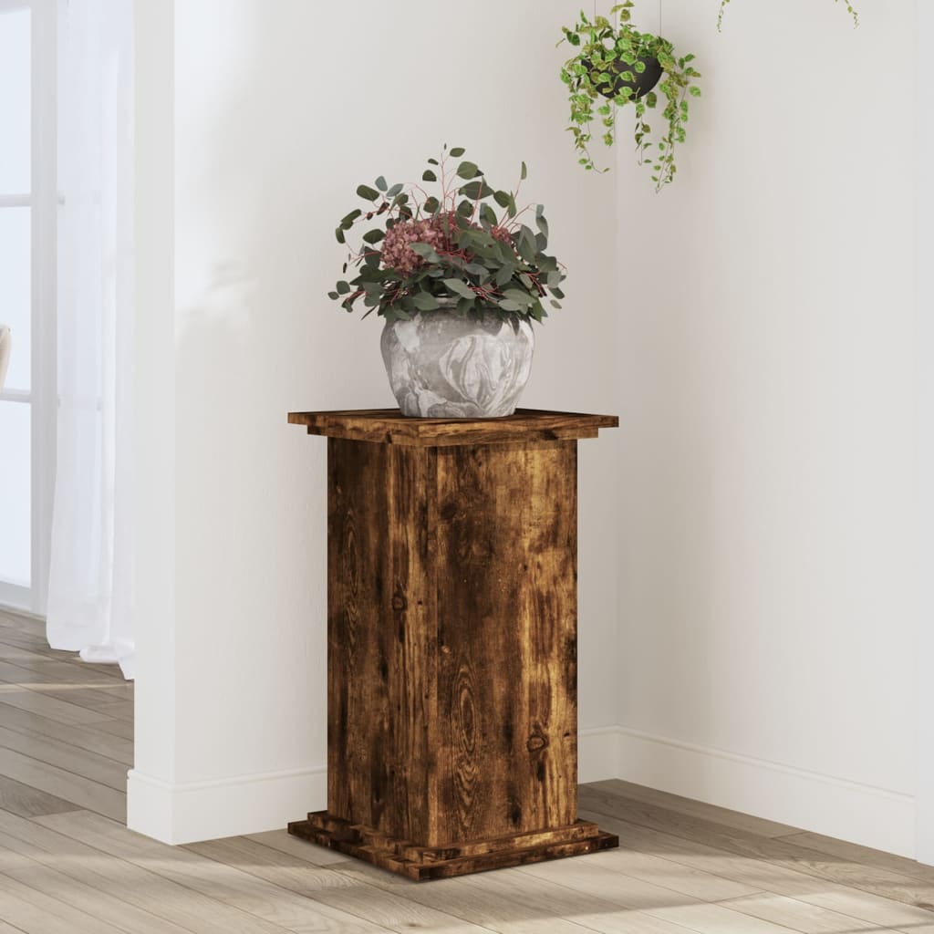 Plantenstandaard 33x33x60 cm bewerkt hout gerookt eikenkleurig is nu te koop bij PeponiXL, paradijselijk wonen!