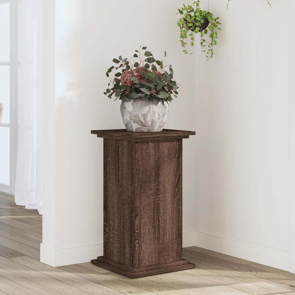 Plantenstandaard 33x33x60 cm bewerkt hout bruin eikenkleurig is nu te koop bij PeponiXL, paradijselijk wonen!