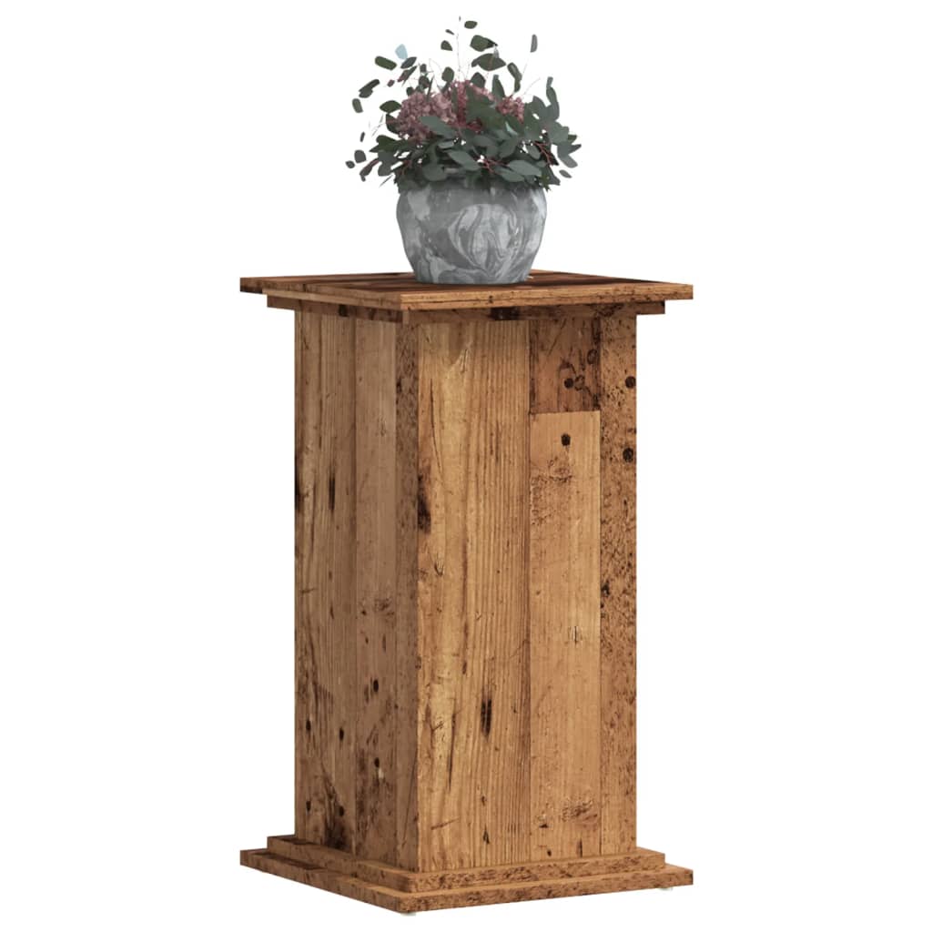 Plantenstandaard 33x33x60 cm bewerkt hout oud houtkleurig is nu te koop bij PeponiXL, paradijselijk wonen!