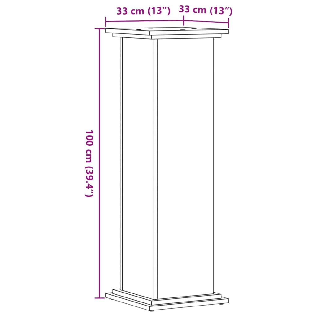 Plantenstandaard 33x33x100 cm bewerkt hout grijs sonoma eiken is nu te koop bij PeponiXL, paradijselijk wonen!