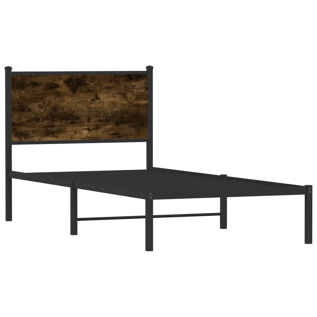 Bedframe zonder matras metaal gerookt eikenkleurig 75x190 cm is nu te koop bij PeponiXL, paradijselijk wonen!
