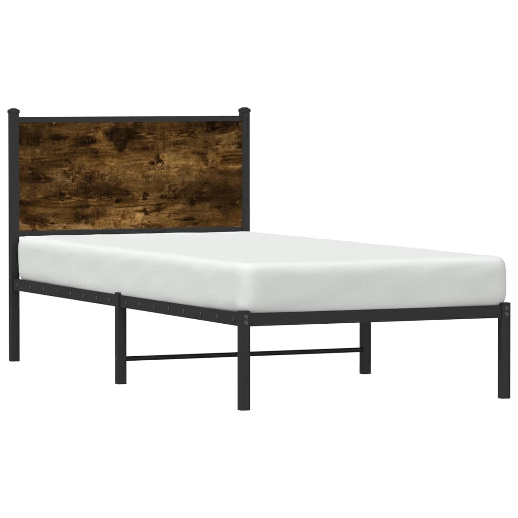 Bedframe zonder matras metaal gerookt eikenkleurig 75x190 cm is nu te koop bij PeponiXL, paradijselijk wonen!