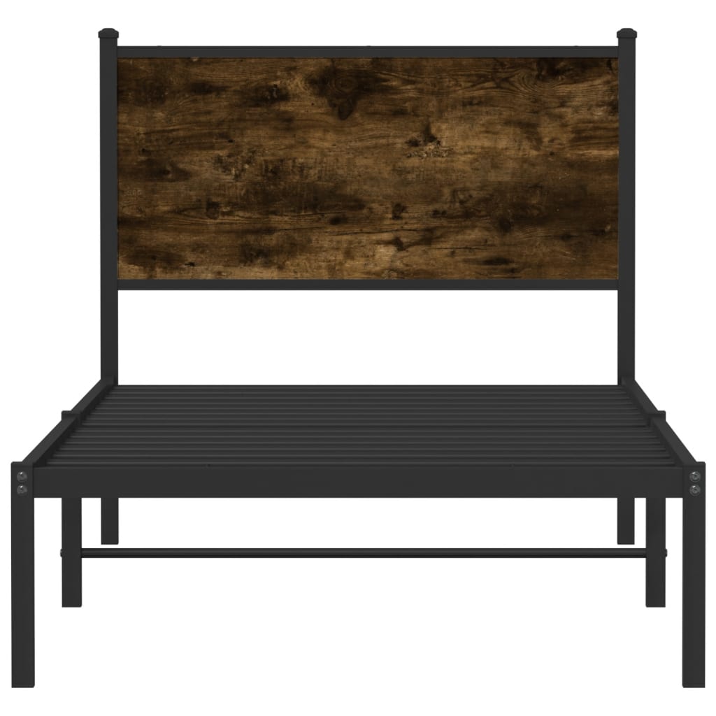 Bedframe zonder matras metaal gerookt eikenkleurig 75x190 cm is nu te koop bij PeponiXL, paradijselijk wonen!