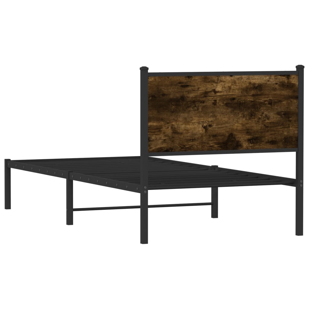 Bedframe zonder matras metaal gerookt eikenkleurig 75x190 cm is nu te koop bij PeponiXL, paradijselijk wonen!