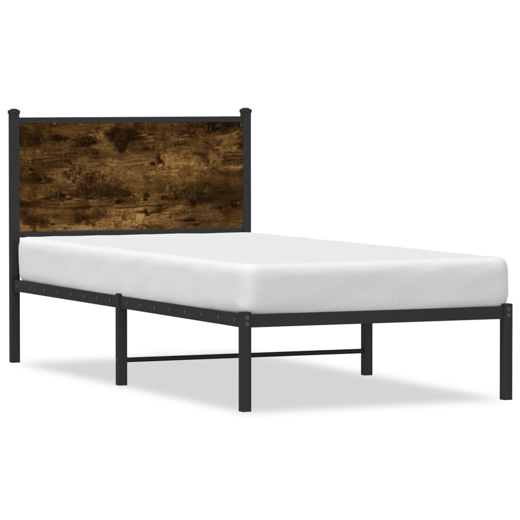 Bedframe zonder matras metaal gerookt eikenkleurig 75x190 cm is nu te koop bij PeponiXL, paradijselijk wonen!