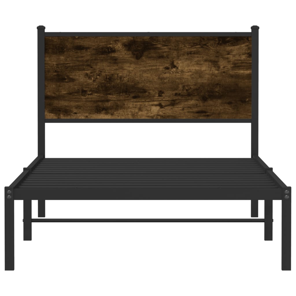 Bedframe zonder matras metaal gerookt eikenkleurig 100x190 cm is nu te koop bij PeponiXL, paradijselijk wonen!