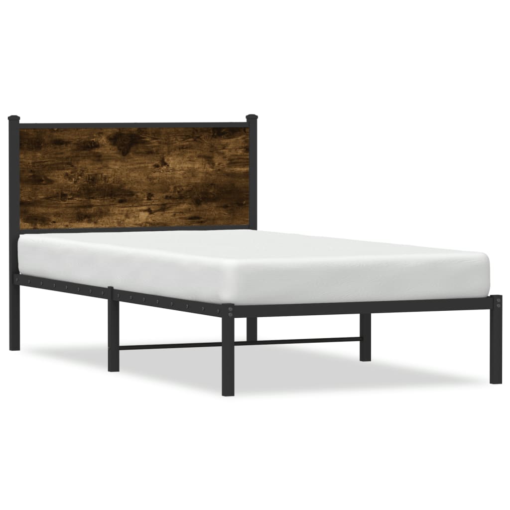 Bedframe zonder matras metaal gerookt eikenkleurig 107x203 cm is nu te koop bij PeponiXL, paradijselijk wonen!