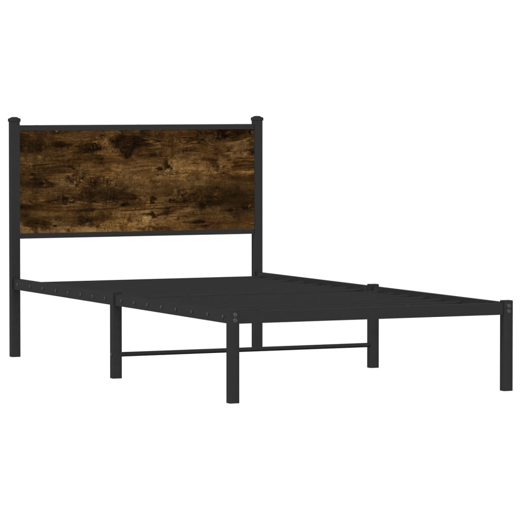 Bedframe zonder matras metaal gerookt eikenkleurig 107x203 cm is nu te koop bij PeponiXL, paradijselijk wonen!