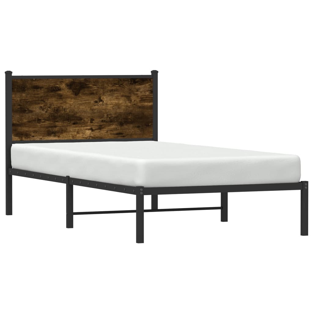 Bedframe zonder matras metaal gerookt eikenkleurig 107x203 cm is nu te koop bij PeponiXL, paradijselijk wonen!