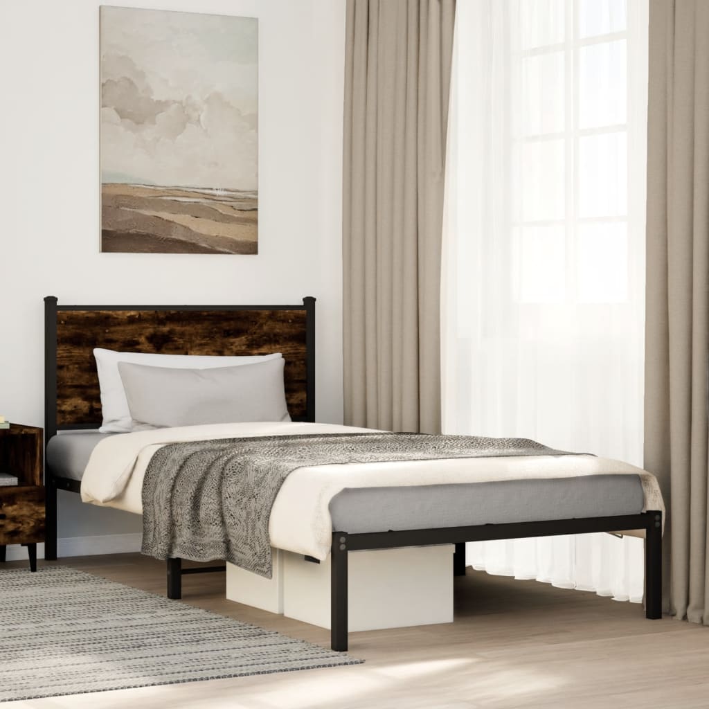 Bedframe zonder matras metaal gerookt eikenkleurig 107x203 cm is nu te koop bij PeponiXL, paradijselijk wonen!