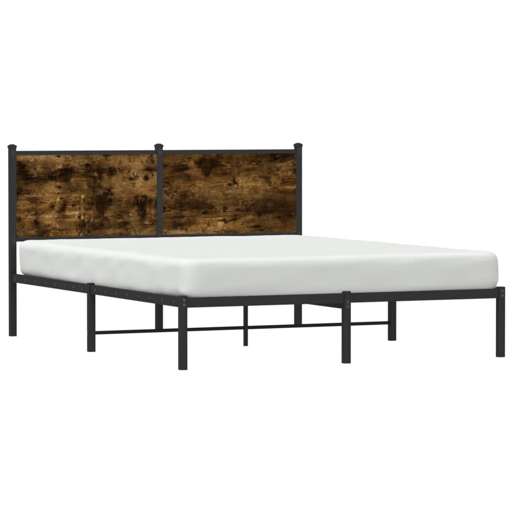 Bedframe zonder matras metaal gerookt eikenkleurig 137x190 cm is nu te koop bij PeponiXL, paradijselijk wonen!