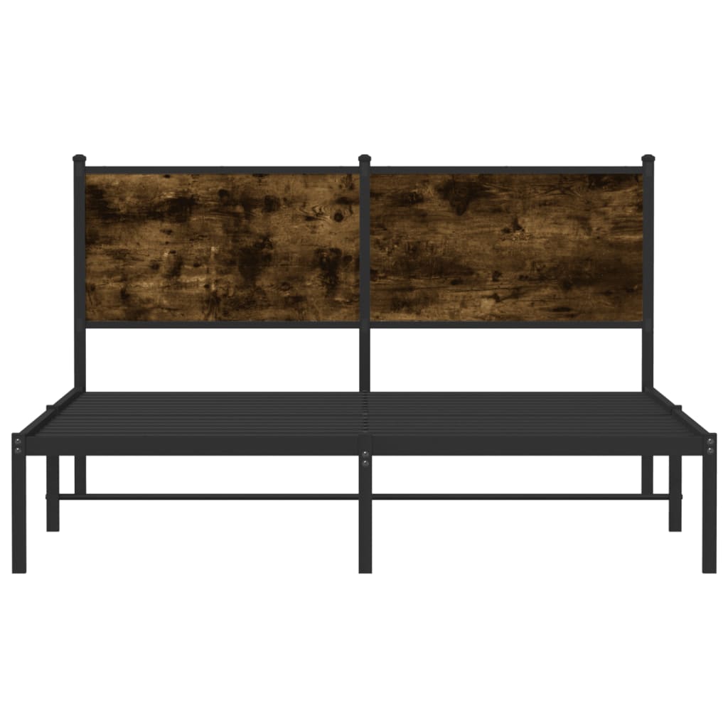 Bedframe zonder matras metaal gerookt eikenkleurig 137x190 cm is nu te koop bij PeponiXL, paradijselijk wonen!