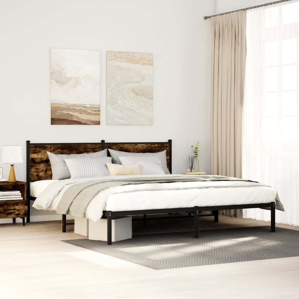 Bedframe zonder matras metaal gerookt eikenkleurig 160x200 cm is nu te koop bij PeponiXL, paradijselijk wonen!