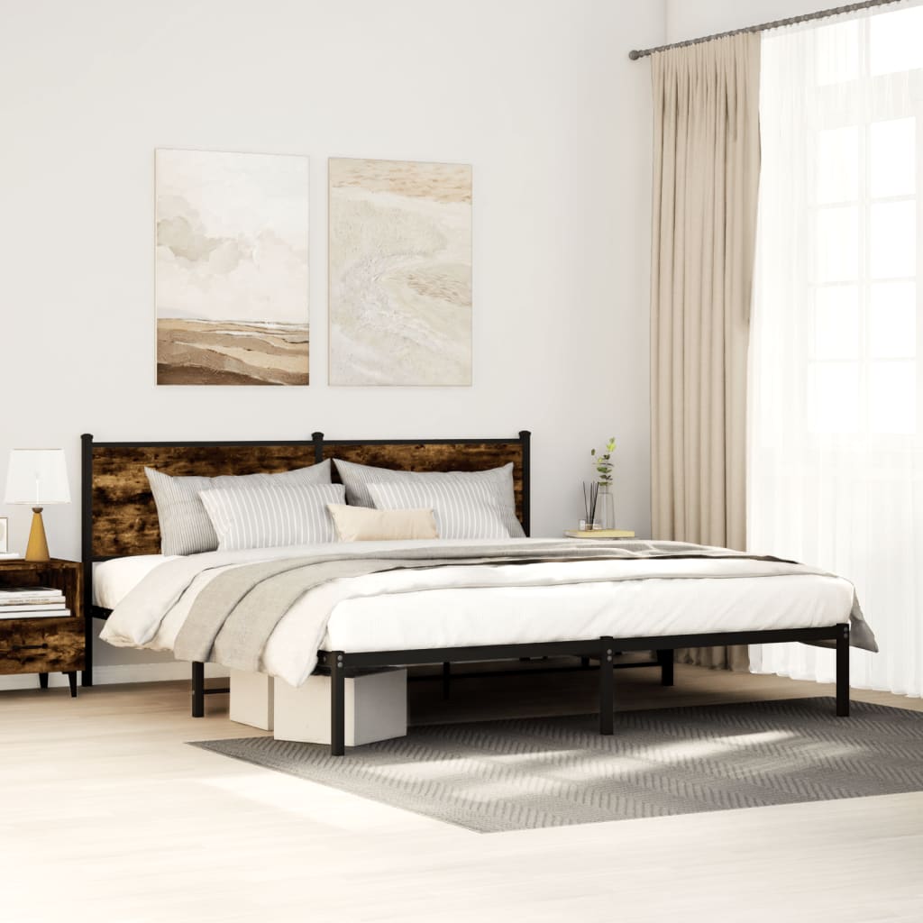 Bedframe zonder matras metaal gerookt eikenkleurig 183x213 cm is nu te koop bij PeponiXL, paradijselijk wonen!